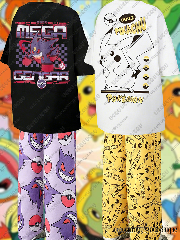 Anime Merchandise Men - 2026 Anime Pikachu&Gengar Summer Tshirts+Pajamas Pants