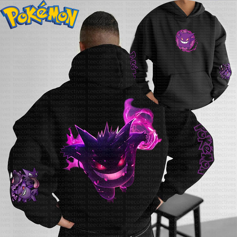 Anime Merch Hoodie - Pokemon Anime Gengar Cotton Hoodie Black