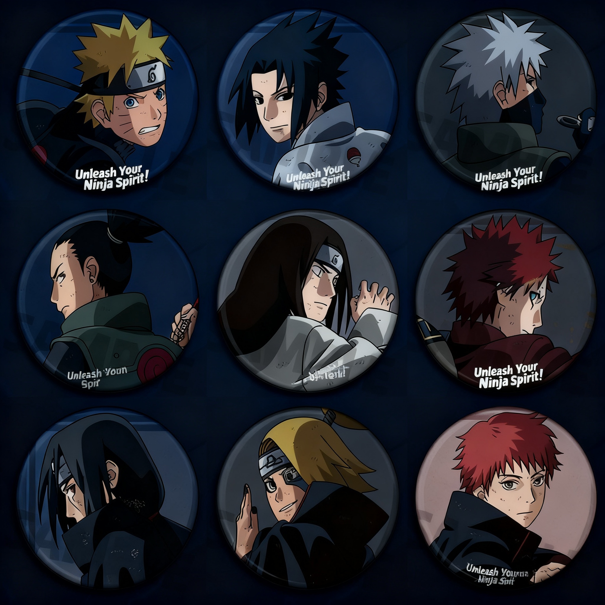 Anime Merchandise Naruto - Naruto Anime Badge Pin Set Shiny